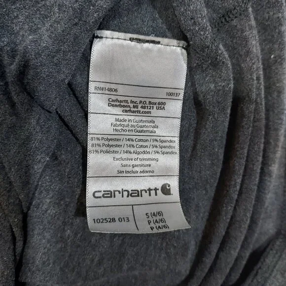 Carhartt Shirt Womens Small Long Sleeve Work 1/4 Zip Gray Fitted Thumb Holds - Picture 9 of 12